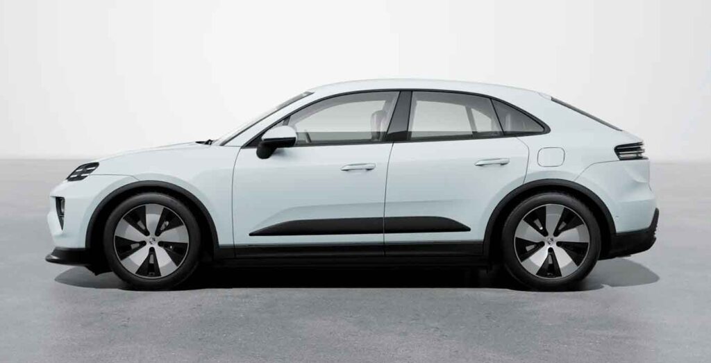 Porsche Macan 265 kW visto de lateral, disponible en renting de coches en Madrid
