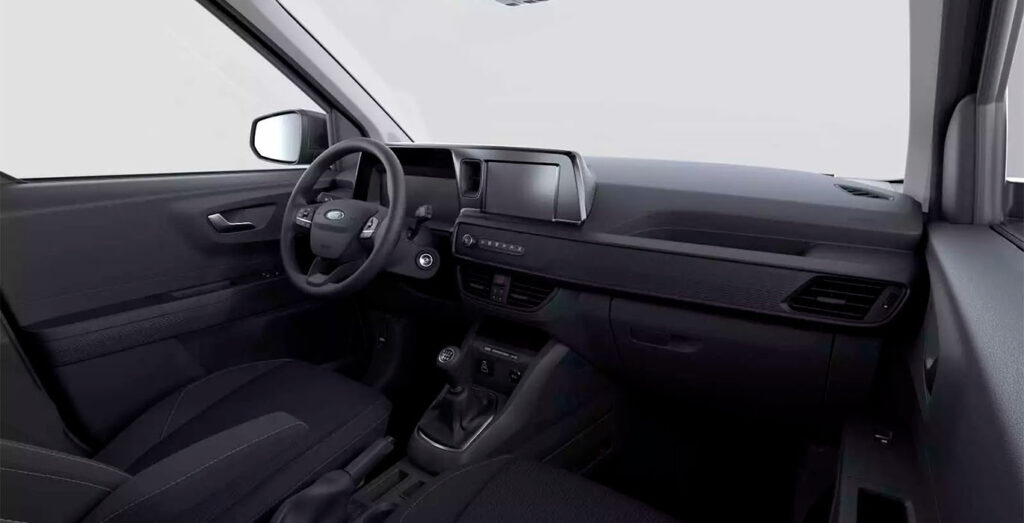 Ford Transit Courier Kombi 1.5 EcoBlue Trend, vista interior delantera con salpicadero y volante