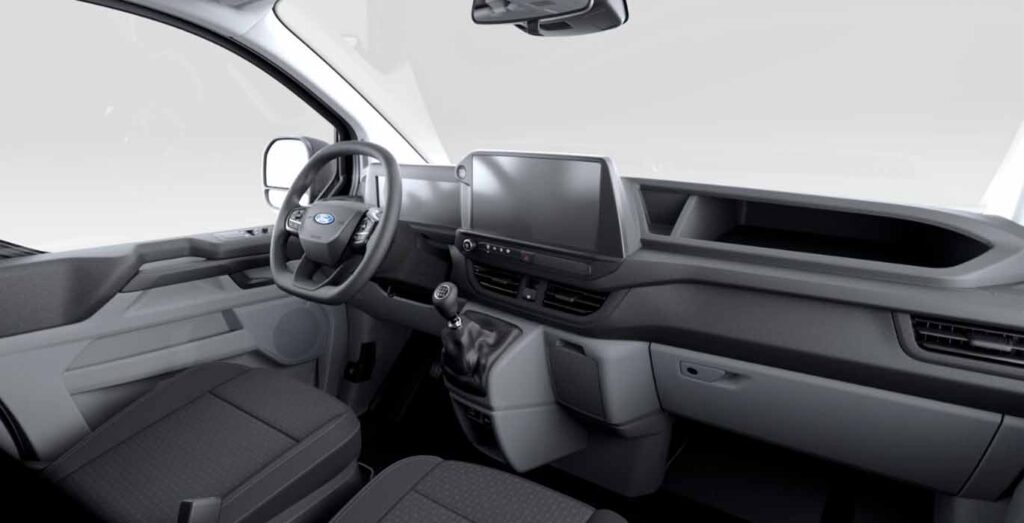Interior del Ford Transit Custom Kombi 2.0 EcoBlue 150 CV L1 Trend con asientos y salpicadero