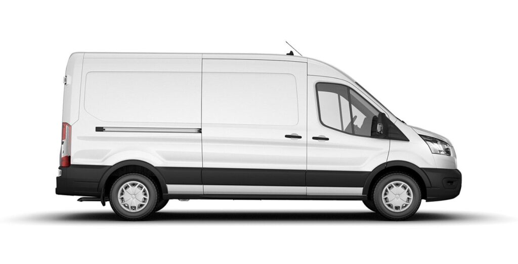 Furgoneta Ford Transit en renting, vista lateral exterior - Renting Madrid