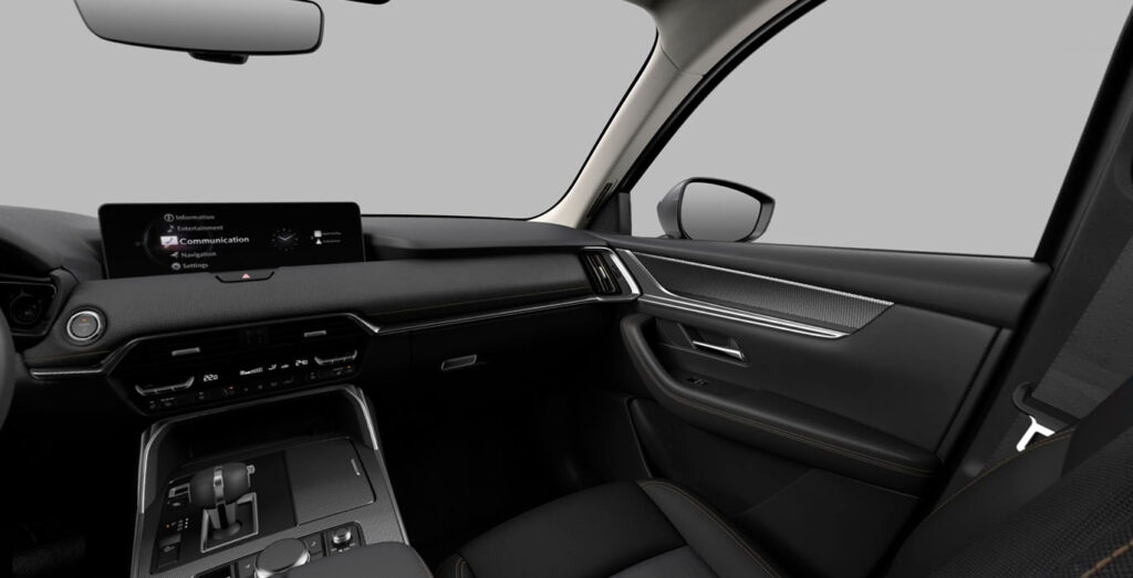 Interior delantero del Mazda CX-60 e-Skyactiv PHEV AWD Exclusive Line en renting