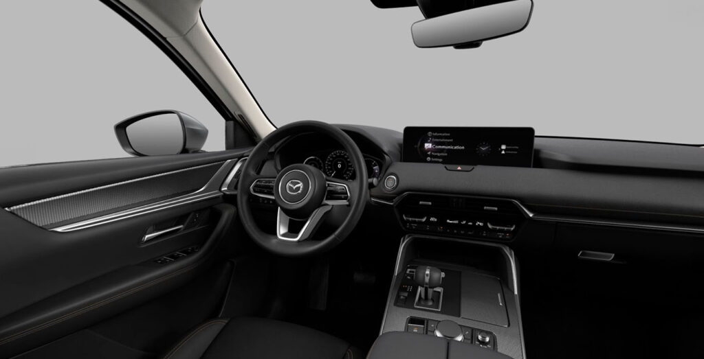 Interior delantero del Mazda CX-60 e-Skyactiv PHEV AWD Exclusive Line en renting