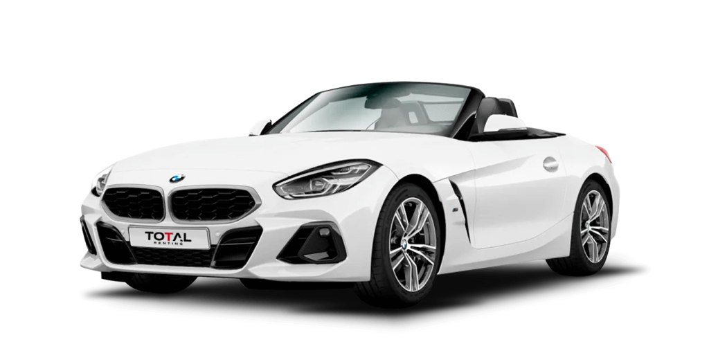 BMW Z4 sDrive20i en renting, vista frontal sobre fondo blanco