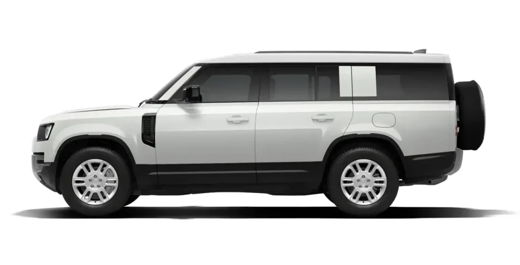 Land Rover Defender 3.0D I6 250S MHEV en vista lateral, coche de renting