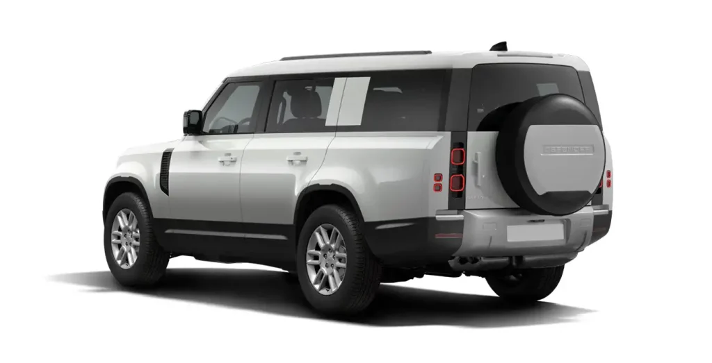 Land Rover Defender 3.0D I6 250S MHEV vista trasera en carretera, color de renting