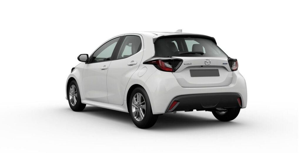 Mazda 2 Hybrid Centre-Line vista trasera exterior en renting Madrid