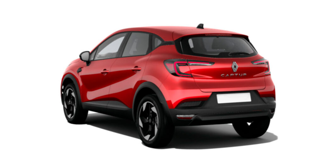 Renault Captur Techno TCE EDC MHEV vista trasera exterior para renting en Madrid