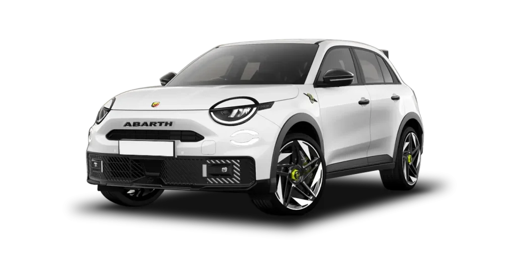 Abarth 600e Turismo eléctrico en renting sin matrícula, vista lateral