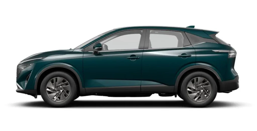 Vista lateral del NISSAN Qashqai Acenta en color azul