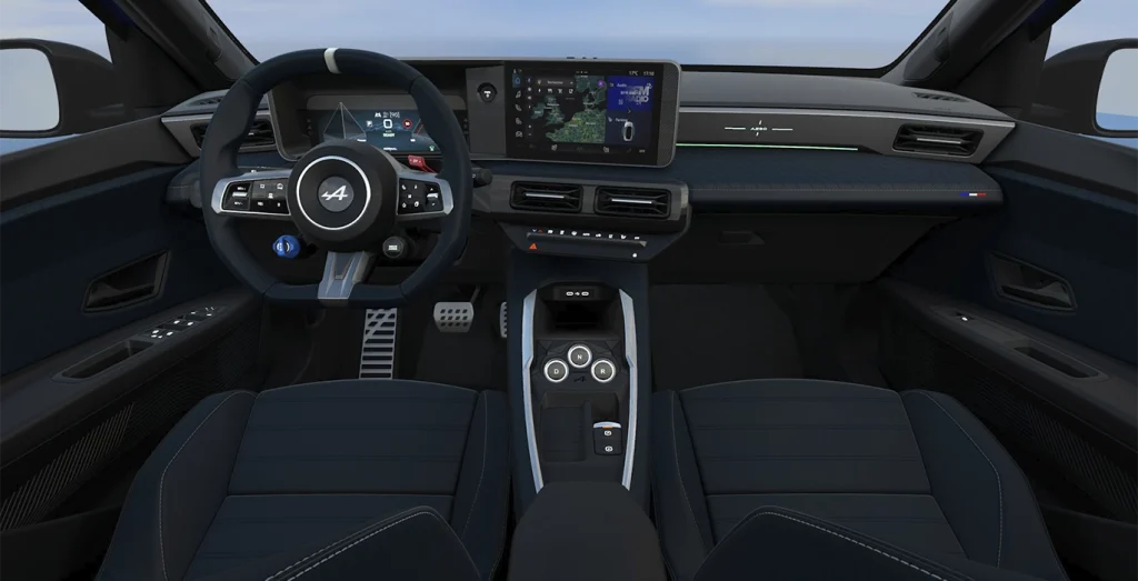Interior delantero del Alpine A290 GT eléctrico
