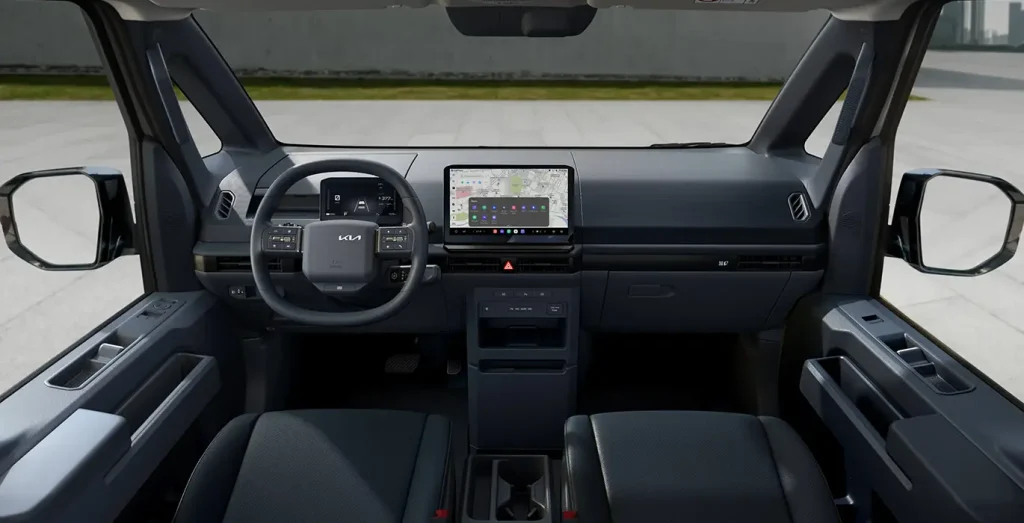 Interior delantero del KIA PV5 Cargo furgoneta eléctrica