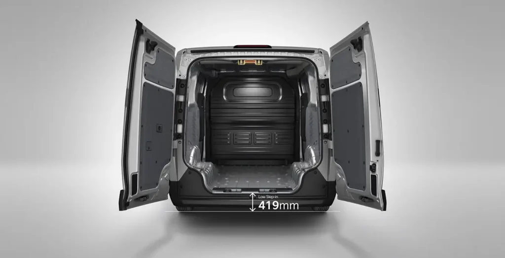 Vista trasera del KIA PV5 Cargo furgoneta eléctrica