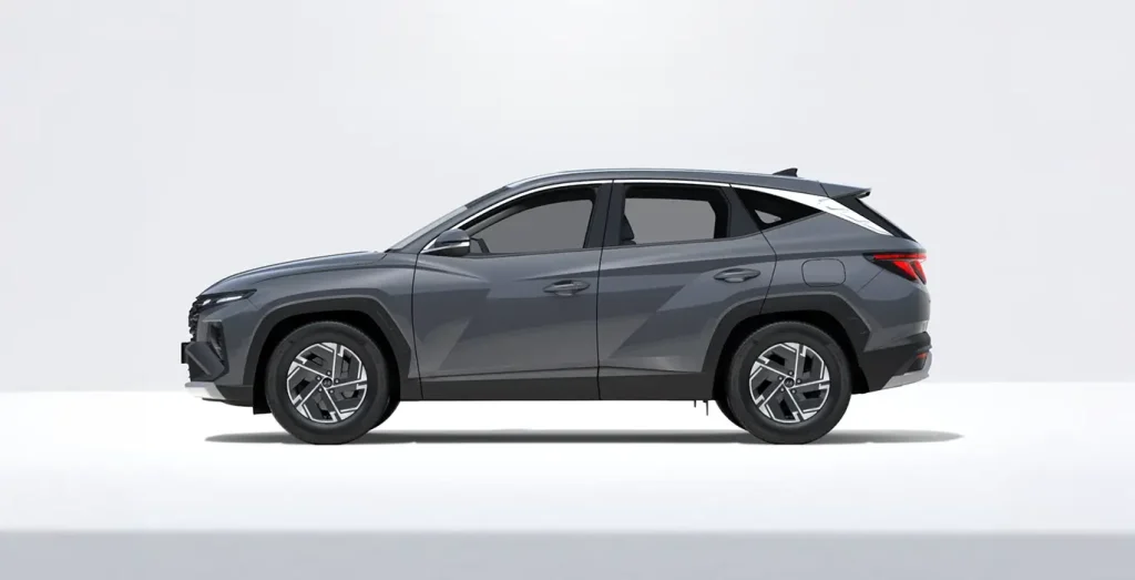Hyundai Tucson FL 1.6T 239 CV híbrido Klass gris vista lateral